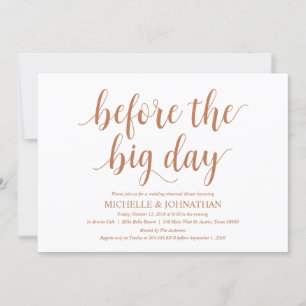 Rustic Wedding Rehearsal Dinner, Copper themed Invitation