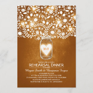 Rustic Wedding Rehearsal & Dinner Mason Jar Invite