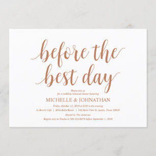 Rustic Wedding Rehearsal Dinner, Modern Copper Invitation