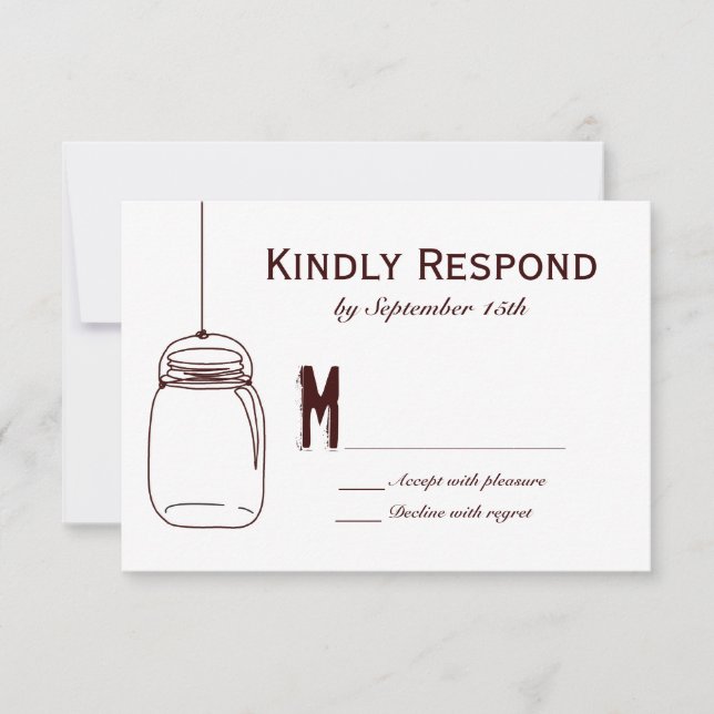 Rustic Wedding RSVP Cards Country Mason Jars (Front)