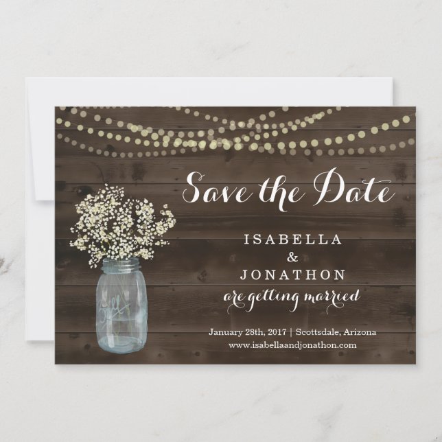 Rustic Wedding Save the Date Announcement (Front)