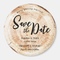 Rustic Wedding Save the date faux wood slice