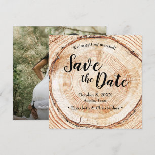 Rustic Wedding Save the date photo Wood Grain Invitation
