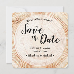 Rustic Wedding Save the date photo Wood Grain Invitation
