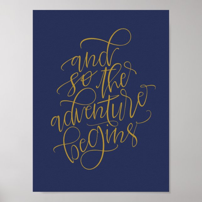 rustic wedding sign - and so the adventure begins (Front)