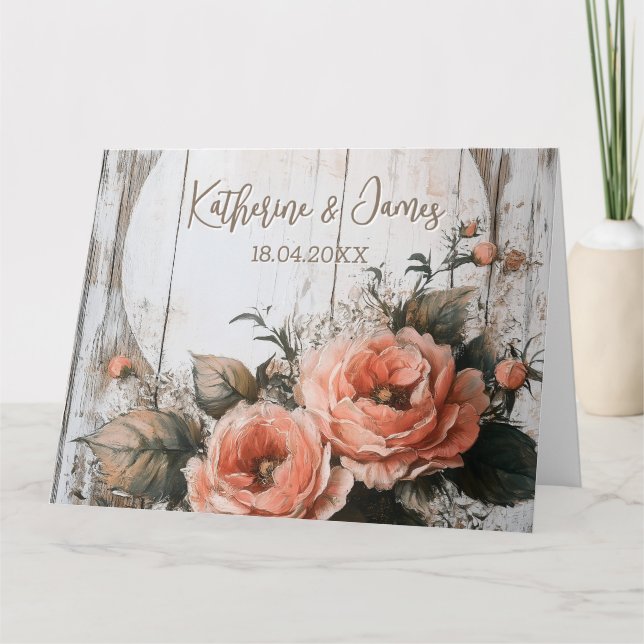 Rustic Wedding Sign with Custom Names and Date Card (Front)