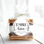 Rustic Wedding S'more Love Favour Classic Round Sticker<br><div class="desc">These lovely s'more favour stickers are perfect for baby shower favours,  bridal shower favours,  birthday parties and weddings. See the entire collection for more matching items!</div>