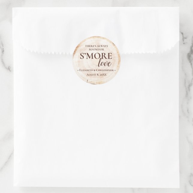 Rustic Wedding S'mores Love Custom  Classic Round Sticker (Bag)