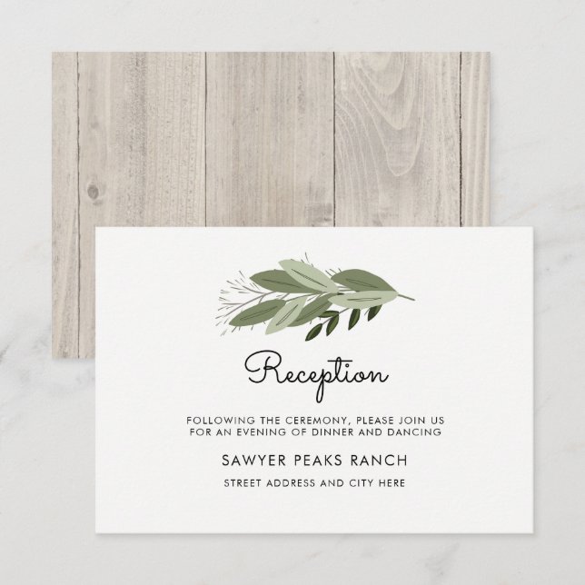 Rustic Wedding Sprigs Reception Card (Front/Back)