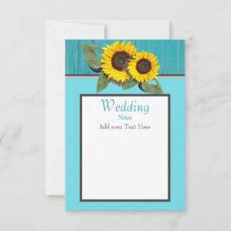 Rustic Wedding  Sunflower Teal Wood Grey Stripe Invitation