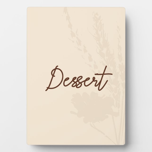Rustic Wedding Table Card Dessert - Wheat Detail  Plaque (Front)