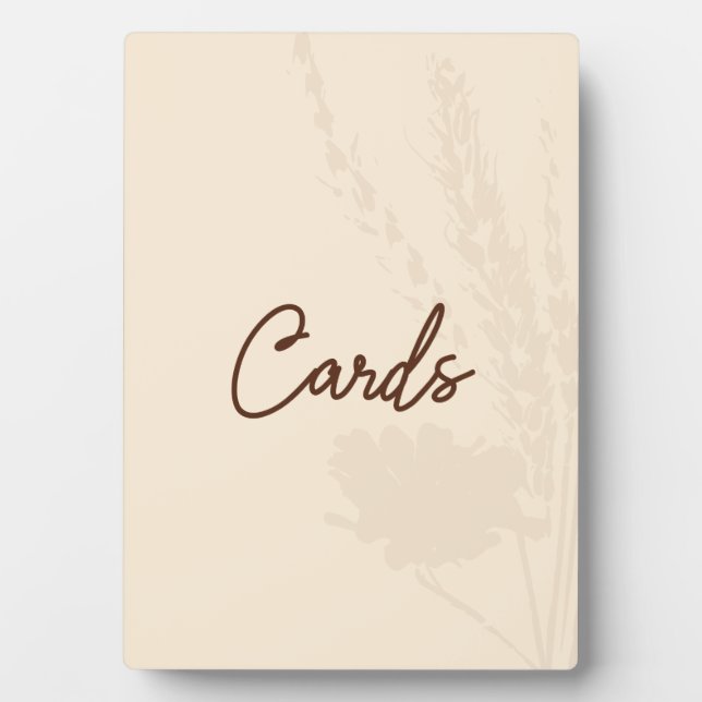 Rustic Wedding Table Card for Cards Wheat Detail Plaque (Front)