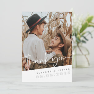 Rustic Wedding Thank You Card with Custom Photo