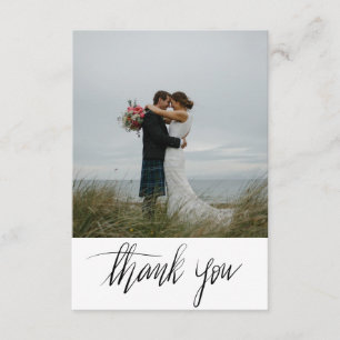 Rustic Wedding Thank You Handwritten Script Photo Card