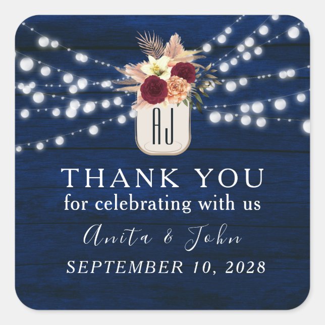 Rustic Wedding Thank You Sticker (Front)