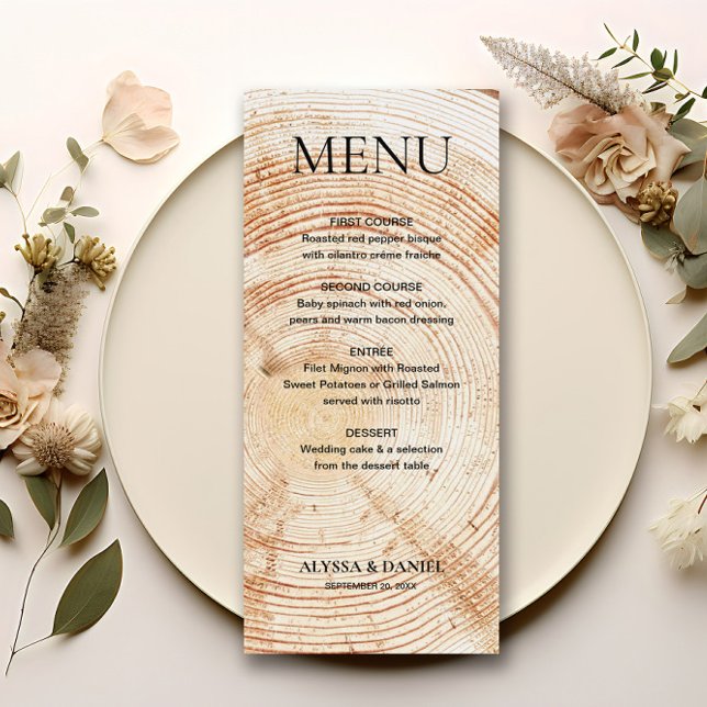 Rustic Wedding Tree Wood bark Grain  Menu (Rustic wood tree bark background, wedding menu. Fully customizable and unique.)
