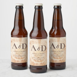 Rustic Wedding Tree wood bark Personalized Beer Bottle Label