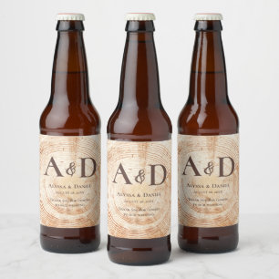 Rustic Wedding Tree wood bark Personalized Beer Bottle Label
