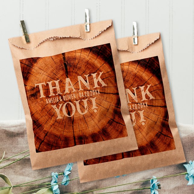 Rustic Wedding Vintage Wood Tree Thank You Favour Bag (Creator Uploaded)
