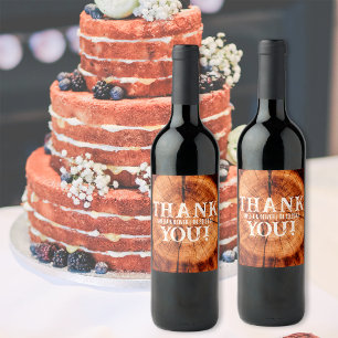 Rustic Wedding Vintage Wood Tree Thank You Favour Wine Label