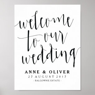 Rustic Wedding Welcome Sign Black and White