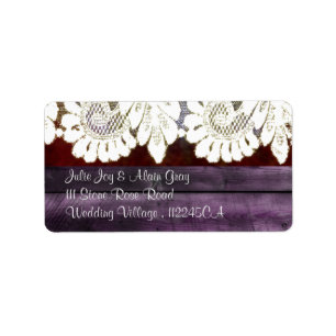 rustic wedding with wood and lace label