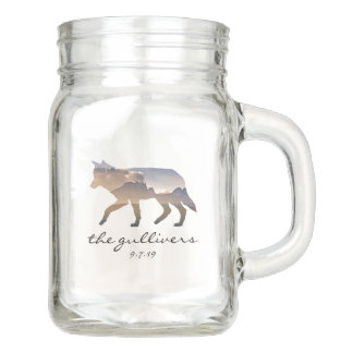 Rustic Wedding Wolf Toasting Glasses Mason Jar