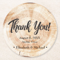 Rustic Wedding Wood Cut Thank You