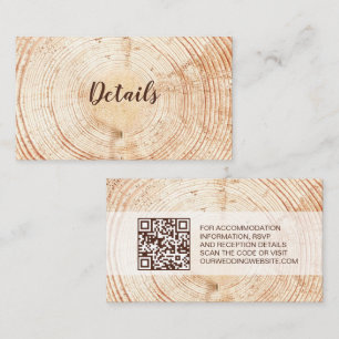 Rustic Wedding Wood Grain Details QR code Custom Business Card