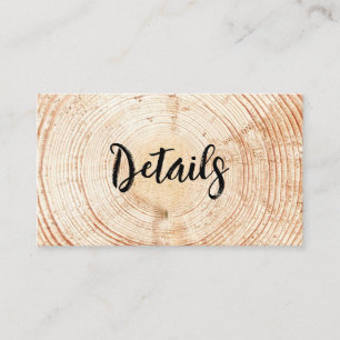 Rustic Wedding Wood Grain QR code Script Details Enclosure Card