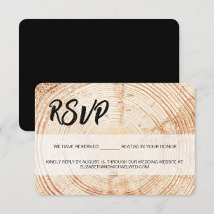 Rustic Wedding Wood Grain RSVP reserved Seating Card