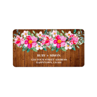 Rustic Wedding Wood Lace Lights Floral Address Label