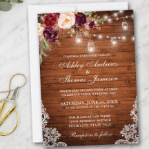 Rustic Wedding Wood Lights Jars Lace Floral