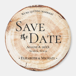 Rustic Wedding Wood slice Custom Magnet