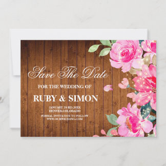 Rustic Wedding Wood string Lights Floral Wedding Save The Date