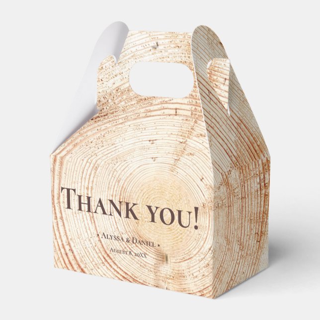 Rustic Wedding Wood tree bark rings Texture Custom Favor Box (Front Side)