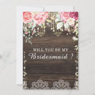 Rustic Wedding wood Will You Be My Bridesmaid Invitation