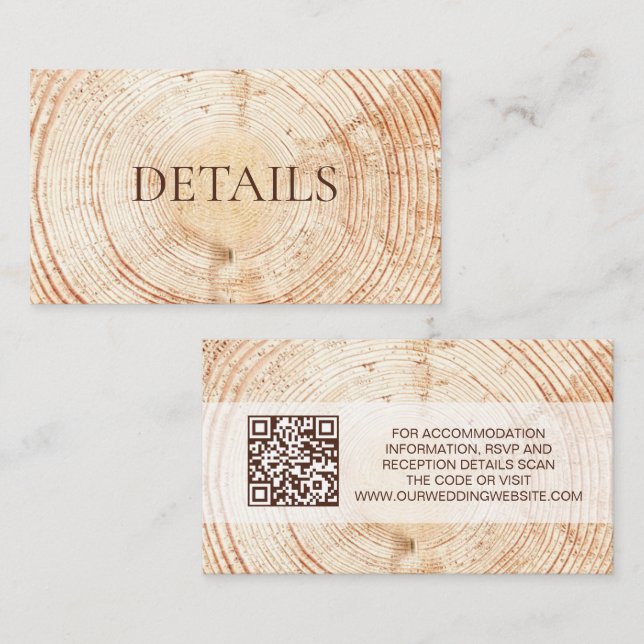 Rustic Wedding Woodland Details QR code Template (Front/Back)