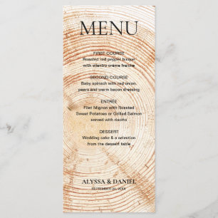 Rustic Wedding Woodland tree bark Grain  Menu