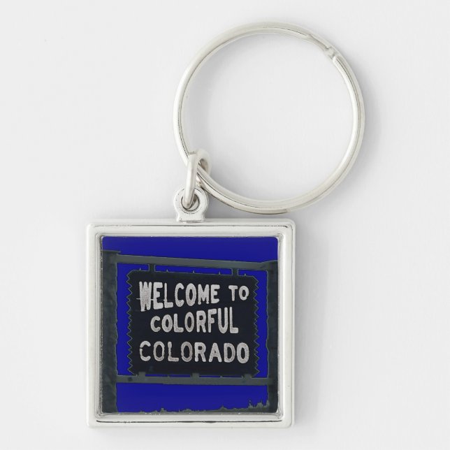 Rustic Welcome Colorado blue keychain (Front)