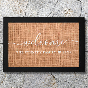 Rustic Welcome Family Name Personalized Farmhouse Doormat