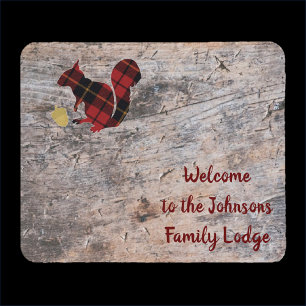 Rustic Welcome Plaid Squirrel Mouse Pad