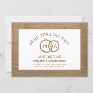 Rustic WE'RE TYING THE KNOT Wood Save The Date