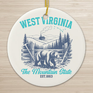 Rustic West Virginia Nature Scene Ceramic Ornament