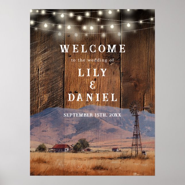 Rustic Western Barn Wedding Welcome Sign (Front)