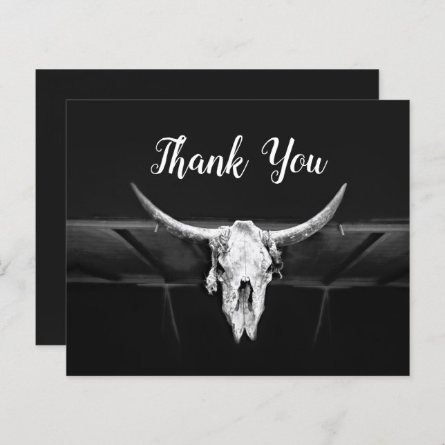 Rustic Western Black And White Bull Skull Budget (Front/Back)