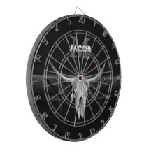 Rustic Western Black And White Bull Skull Monogram