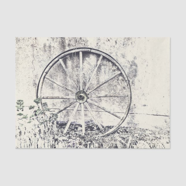  Rustic Western Black And White Wagon Wheel Tissue Paper (Front)