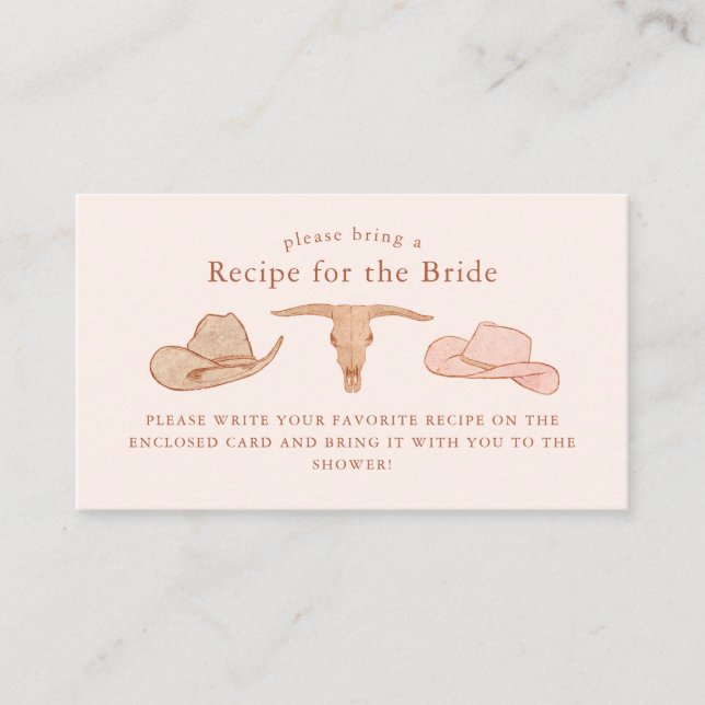 Rustic Western Bridal Shower Recipe Request  Enclosure Card (Front)