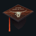 Rustic Western Brown Country Bull Skull Graduation Cap Topper<br><div class="desc">Country western cowboy rodeo bull skull 2024 graduation cap topper. Brown rustic farmhouse style. Personalized old wild west vintage antique inspired decor. Cool,  trendy,  modern farm animal design. Customize script and date. Image copyright Marg Seregelyi Photography.</div>